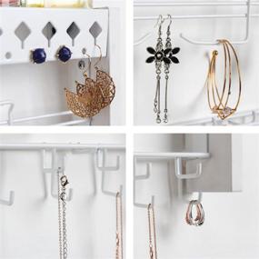 img 1 attached to 🧺 JackCubeDesign - Wood Wall Mount Jewelry Organizer with Metal Hooks - MK460C (White Wood)