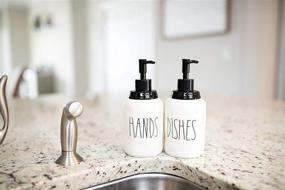 img 3 attached to 🍯 Cam n Honey Modern Farmhouse Ceramic Dishes and Hands Liquid Soap Dispenser Set - Stylish Kitchen Counter Décor with Stainless Steel Black Pump