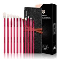 💄 agate red eyeshadow eyeliner blending crease kit - 11 essential makeup brushes set - professional eye brush makeup tools - pencil, shader, tapered, definer, brow, lip (11pcs set) logo