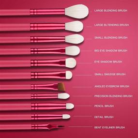 img 3 attached to 💄 AGATE RED Eyeshadow Eyeliner Blending Crease Kit - 11 Essential Makeup Brushes Set - Professional Eye Brush Makeup Tools - Pencil, Shader, Tapered, Definer, Brow, Lip (11pcs Set)