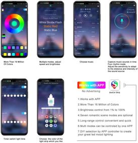 img 1 attached to 4 шт 48 светодиодных полихромных внутренних автомобильных светов - Pulilang RGB световая полоса акцентного освещения, двухлинейный дизайн с оригинальным клеем 3M, управление с помощью приложения на телефоне + 24-клавишный инфракрасный пульт дистанционного управления и музыкальный датчик, DC12V.