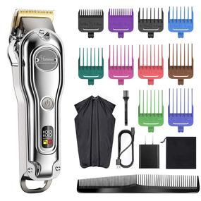 img 4 attached to 💇 Hatteker Men's Hair Clipper and Trimmer Kit - Cordless, Professional, Waterproof, LED Display, with Rechargeable Battery, 10 Vibrant Clipper Combs