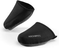 rockbros thermal shoe covers for cycling shoes - windproof half toe covers, water-resistant for mountain and road biking - black logo