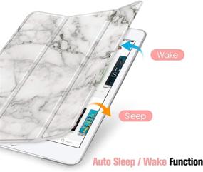 img 3 attached to 📱 Fintie iPad Mini 5 Case - Lightweight Slim Shell Cover with Frosted Back & Auto Wake/Sleep in Marble White