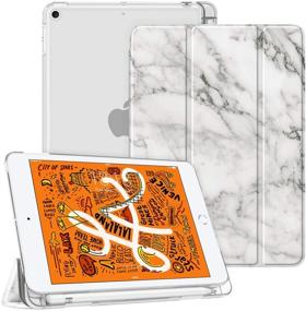 img 4 attached to 📱 Fintie iPad Mini 5 Case - Lightweight Slim Shell Cover with Frosted Back & Auto Wake/Sleep in Marble White