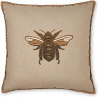 honey bee pillow cover - vintage farmhouse style bumble bee throw pillow case | beige, brown + gold bee decor for home or as a bee-themed gift | 18 x 18 inch square cushion cover logo