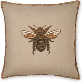 img 4 attached to Honey Bee Pillow Cover - Vintage Farmhouse Style Bumble Bee Throw Pillow Case | Beige, Brown + Gold Bee Decor for Home or as a Bee-Themed Gift | 18 X 18 Inch Square Cushion Cover