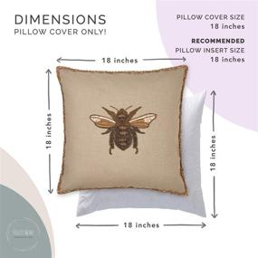 img 1 attached to Honey Bee Pillow Cover - Vintage Farmhouse Style Bumble Bee Throw Pillow Case | Beige, Brown + Gold Bee Decor for Home or as a Bee-Themed Gift | 18 X 18 Inch Square Cushion Cover