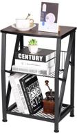 🔲 ruboka small end tables with steel grid storage rack - versatile side tables for living room, bedroom, study, balcony - brown wooden bedside table desk-desk50a logo