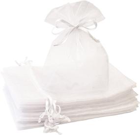 img 4 attached to 🎁 Versatile 5x7 Inch Organza Bags 100 Pcs – Sheer Mesh Gift Bag with Drawstring Ideal for Weddings, Party Favors, Candy, Jewelry, Makeup, Cosmetics, Bathroom Soaps Pouches, DIY Craft Projects