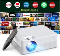 📽️ enhanced android 9.0 smart projector: wifi portable, 1080p, 170 inch display, 6000 lumens bluetooth; ideal for home cinema & outdoor movie theater with youtube netflix logo