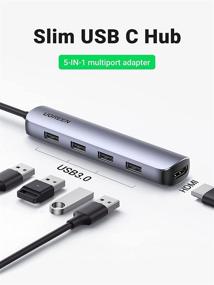 img 3 attached to 🔌 UGREEN USB C Hub 5 in 1 Dongle - USB-C to HDMI Multiport Adapter with 4K HDMI Output & 4 USB 3.0 Ports - Compatible for MacBook Pro, iPad Pro, XPS, Pixelbook, and More