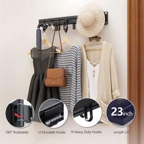 img 4 attached to 🧺 Multi-Purpose Laundry Drying Rack by BHeadCat - Heavy Duty Wall Mounted Clothes Rack with Rotatable Iron Bar - Closet Storage Solution with Hanging Rod - Laundry Room Organizer with 21 Hooks - Length: 22.5''