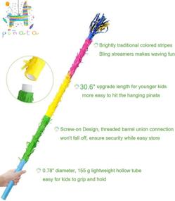 img 1 attached to 🎉 30.6-inch Pinata Stick with Blindfold & Confetti Set for Kids Birthday and Anniversary Celebrations - Gaming Theme, Pet Party, Fiesta Supplies