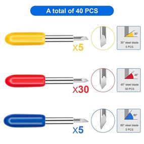 img 3 attached to 🔪 DERFILIN 40 шт. лезвий с тонкой остриём для машин Cricut - лезвия для замены резака Explore Air/Air 2 Maker 3/Expression (3 цвета, 30° 45° 60°)