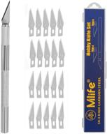 mlife hobby knife precision set: stainless steel craft knife for artwork cutting - 1 handle and 20 spare blades with storage case logo