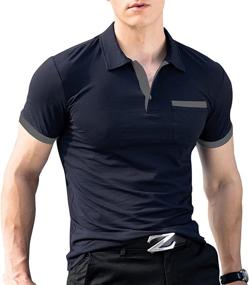 img 4 attached to Casual Men's Clothing: Cotton Sleeve T-Shirt with Pocket