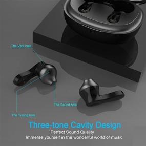 img 1 attached to Premium Fidelity Sound Quality Wireless Earbuds Bluetooth Headphones M2, True Wireless Earbuds with Mic and 30Hrs Playtime, Touch Control Earphones Headset for Sport (Black)