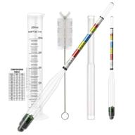 🍻 home brew alcohol hydrometer set with test jar - triple scale abv, brix, and gravity test kit for wine, beer, mead, cider & kombucha - includes 2 hydrometers, 250ml plastic cylinder, cleaning brush, storage bag logo