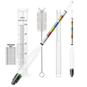 img 4 attached to 🍻 Home Brew Alcohol Hydrometer Set with Test Jar - Triple Scale ABV, Brix, and Gravity Test Kit for Wine, Beer, Mead, Cider & Kombucha - Includes 2 Hydrometers, 250ml Plastic Cylinder, Cleaning Brush, Storage Bag