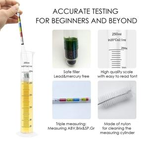 img 3 attached to 🍻 Home Brew Alcohol Hydrometer Set with Test Jar - Triple Scale ABV, Brix, and Gravity Test Kit for Wine, Beer, Mead, Cider & Kombucha - Includes 2 Hydrometers, 250ml Plastic Cylinder, Cleaning Brush, Storage Bag