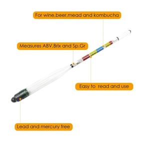 img 2 attached to 🍻 Home Brew Alcohol Hydrometer Set with Test Jar - Triple Scale ABV, Brix, and Gravity Test Kit for Wine, Beer, Mead, Cider & Kombucha - Includes 2 Hydrometers, 250ml Plastic Cylinder, Cleaning Brush, Storage Bag