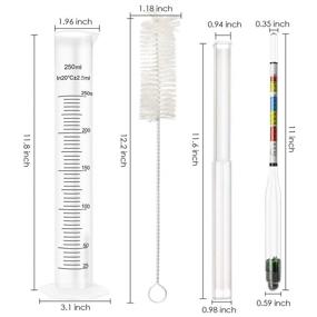 img 1 attached to 🍻 Home Brew Alcohol Hydrometer Set with Test Jar - Triple Scale ABV, Brix, and Gravity Test Kit for Wine, Beer, Mead, Cider & Kombucha - Includes 2 Hydrometers, 250ml Plastic Cylinder, Cleaning Brush, Storage Bag