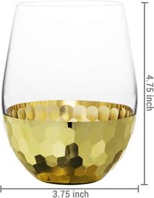 img 1 attached to MyGift Modern Stemless Wine Glasses: Hammered Brass Metal Bottoms, Set of 4 - Stylish and High-Quality Glassware