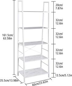 img 1 attached to 📚 Vintage Industrial 5-Tier Bookcase, Ladder-Shaped Etagere Shelf, Freestanding Display Storage Organizer, Tall Wood Shelving Unit for Living Room, Bedroom, Office