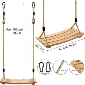 img 2 attached to Pellor Wood Tree Swing Seat - Indoor Outdoor Rope Wooden Swing Set for Children, Kids, Adults - Ideal Christmas Gift (Burlywood)