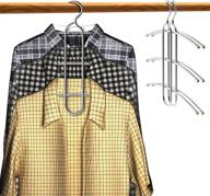 🧥 stainless steel heavy duty coat hangers - 3 pack space saving closet organizer with 3 layers логотип