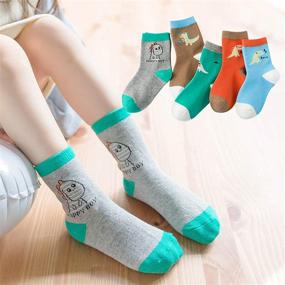 img 1 attached to 🦖 Fun and Comfy: 10-Pack Boys Dinosaur Crew Socks for Kids and Youth - High-Quality Cotton Socks