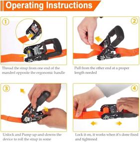 img 1 attached to 🔸 Partsam Heavy Duty Ratchet Straps Set, 5208 lbs Break Strength - (4) 1.6" x 8' Cargo Tie Downs with Padded Handles & Coated Chromoly S Hooks + (4) Soft Loop Tie Down Straps - Orange