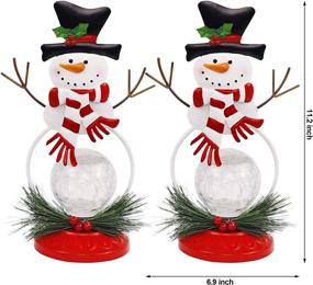 img 3 attached to 🎅 Lulu Home Lighted Christmas Snowman Table Decorations - 2 Pack 11.2 Inch Glass Ball Ornaments with Battery Operated Lights - Festive Xmas Holiday Winter Tabletop Ornament