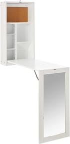 img 2 attached to 🪑 White Wood Fold-Out Convertible Wall Mount Desk With Mirror by Kings Brand