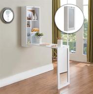 🪑 white wood fold-out convertible wall mount desk with mirror by kings brand логотип