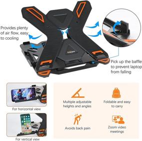 img 1 attached to TopMate Laptop Stand for Desk: Adjustable Height, Angle, and Swivel 🖥️ Laptop Riser - Foldable and Portable Computer Stand for 10-17 Inch Laptops/MacBook