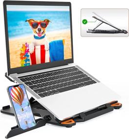 img 4 attached to TopMate Laptop Stand for Desk: Adjustable Height, Angle, and Swivel 🖥️ Laptop Riser - Foldable and Portable Computer Stand for 10-17 Inch Laptops/MacBook