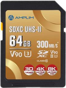 img 4 attached to Amplim 64GB V90 UHS-II SD SDXC Карта: Сверхбыстрая, 300 МБ/с, Защищенное цифровое хранилище памяти для профессиональных фотографов и видеографов.