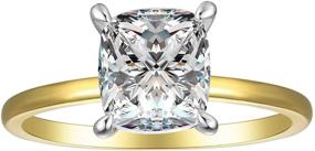 img 4 attached to Dazzling 18K Gold Plated Sterling Silver CZ Solitaire Engagement Ring - 2 Carat Sparkling Cubic Zirconia Stone, Women's Delicate Band Promise Ring