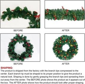 img 3 attached to 🎄 Juegoal Christmas Decorations 4-Piece Set: Pre-Lit Artificial Entrance Trees, Wreath, and Garlands with 8 Lighting Modes & Timer - Perfect Front Door, Porch, and Entryway Xmas Decor