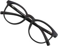 👓 stylish oval frame blue light blocking glasses - anti eyestrain, computer reading, tv glasses - unisex - black (no magnification) logo