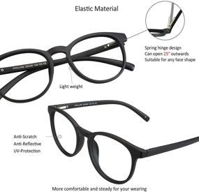 img 3 attached to 👓 Stylish Oval Frame Blue Light Blocking Glasses - Anti Eyestrain, Computer Reading, TV Glasses - Unisex - Black (No Magnification)