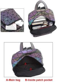 img 1 attached to 🎒 Geometric Backpacks and Reflective Bags - Luminous Purse, Holographic Handbag, Iridescent Crossbody Purses, Wallet C