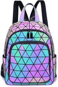 img 4 attached to 🎒 Geometric Backpacks and Reflective Bags - Luminous Purse, Holographic Handbag, Iridescent Crossbody Purses, Wallet C