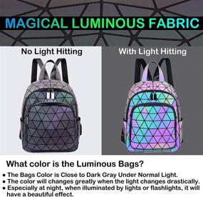 img 3 attached to 🎒 Geometric Backpacks and Reflective Bags - Luminous Purse, Holographic Handbag, Iridescent Crossbody Purses, Wallet C