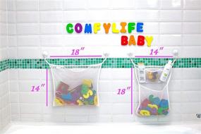 img 3 attached to 🛁 Comfylife 2-Pack Mesh Bath Toy Organizer with 6 Strong Hooks & 36 Eco-Safe Foam Bath Letters & Numbers – Fun, Educational Baby Bath Letters + Perfect Toy Storage Net for Bath Toys & More