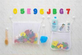 img 1 attached to 🛁 Comfylife 2-Pack Mesh Bath Toy Organizer with 6 Strong Hooks & 36 Eco-Safe Foam Bath Letters & Numbers – Fun, Educational Baby Bath Letters + Perfect Toy Storage Net for Bath Toys & More