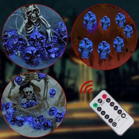 img 1 attached to 🎃 Halloween Skull Light String Decoration - Battery Operated Wireless Remote Control 30 LED Lights, Dust-Proof and Waterproof Design for Halloween Party Decoration