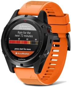 img 3 attached to Notocity Compatible With Fenix 5X Watch Bands 26Mm Silicone Watch Strap For Fenix 5X/Fenix 5X Plus/Fenix 6X/Fenix 6X Pro/Fenix 3/Fenix 3 HR/Tactix/Descent MK1/D2 Delta PX/D2 Charlie(Black/Orange)